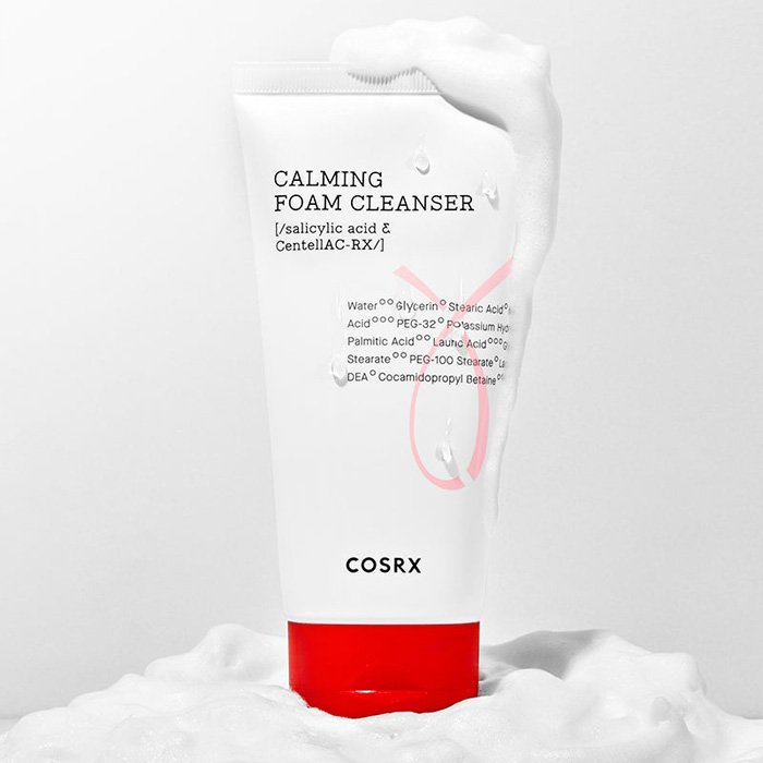 COSRX AC Collection Calming Foam Cleanser; Korean face cleanser for hormonal acne-prone skin