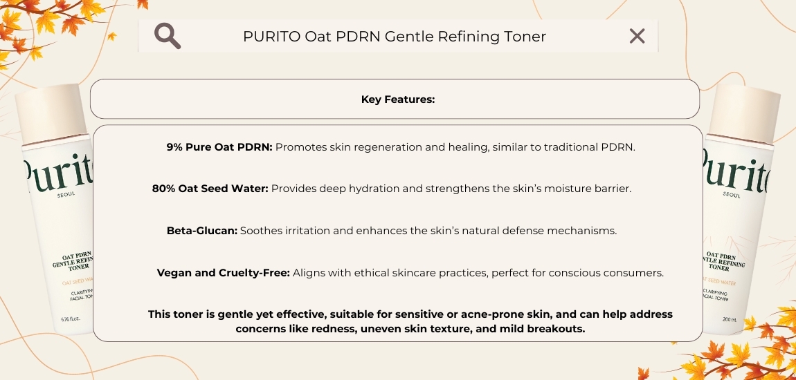 PURITO Oat PDRN Gentle Refining Toner Key Features PURITO Oat PDRN Gentle Refining Toner Key Features